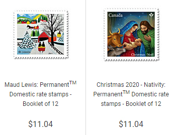 xmas stamps, Canada Post, 2020