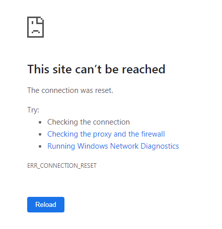 site can't be reached