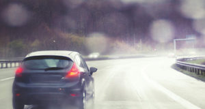 Langford traffic: Rainy-day vehicle accident on Sooke Road near Humpback wet roads, car, curve