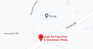 Langford Traffic: an hour without signal lights at West Shore Parkway Sooke Road, Highway 14, West Shore Parkway