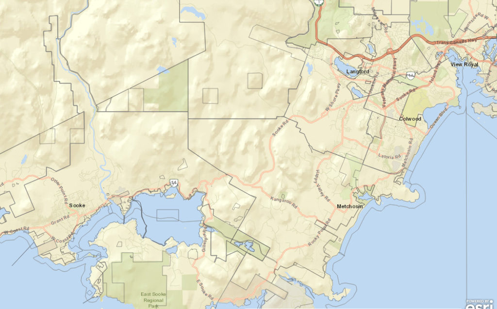 map, west shore, south Vancouver Island