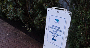 Island Health community clinics support BC’s largest immunization rollout immunization clinic, signage