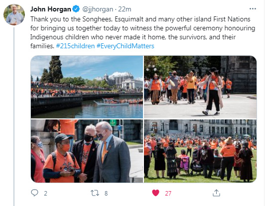 Premier John Horgan, Twitter