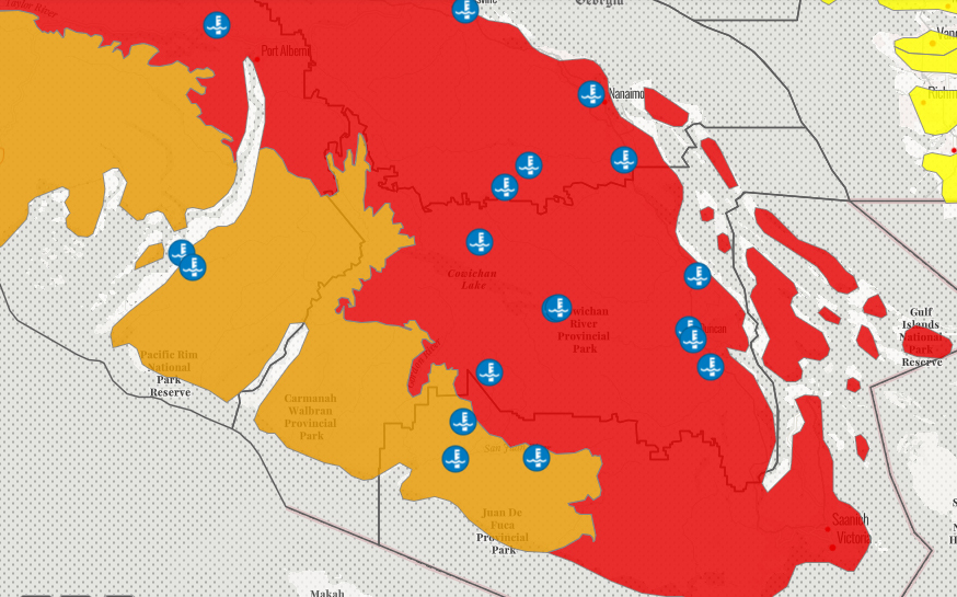 drought, map, vancouver island
