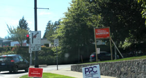 Digital-era roadside election signage during COVID campaign, signage