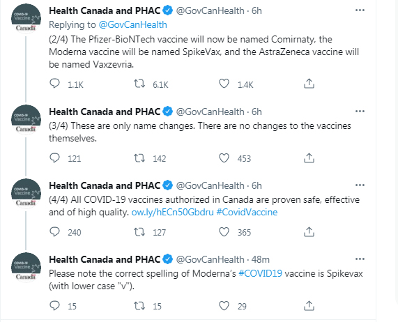PHAC, vaccine, names
