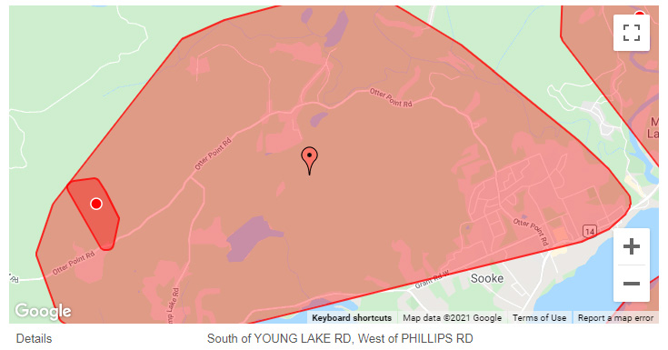 map, power outage, sooke