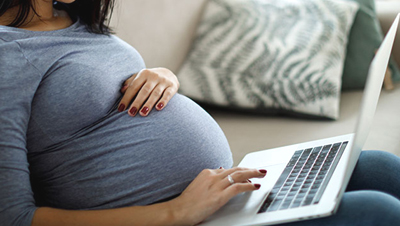 pregnant, woman, computer