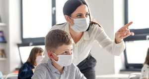 BC teachers want N95 masks & booster priority teacher, mask, classroom