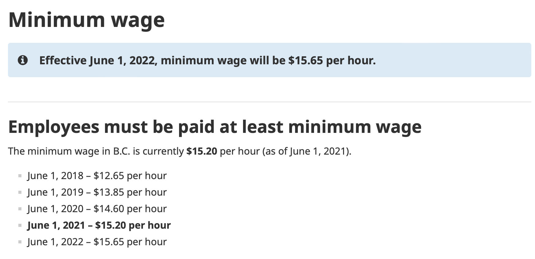 minimum wage, bc