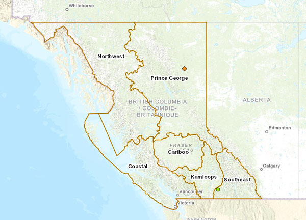 bc map, wildfire area