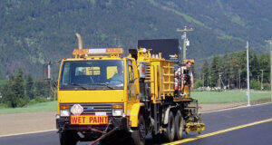 Langford Traffic: night time line painting June 19 to 24 line painting, truck