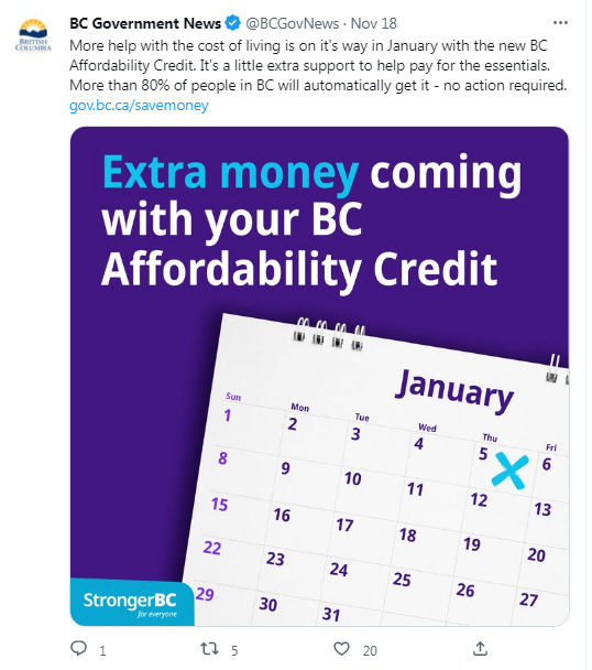 affordability credit, bc govt