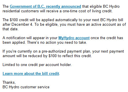 bc hydro, email, customers