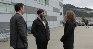 Alistair MacGregor welcomes Jagmeet Singh at Belmont Secondary jagmeet singh, alistair macgregor, belmont, langford