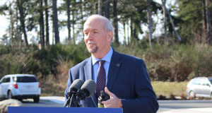 Horgan in Sooke for his last constituency speech, announces big health-care prize john horgan, sooke, march 2023