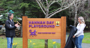 Sooke community shows up for Hannah Day Playground sign unveiling hannah day, signage, mayor, mother
