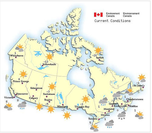 weather, canada, map