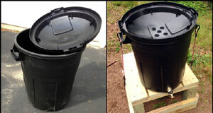 Collecting rainwater helps with CRD water supply rain barrel, garbage can