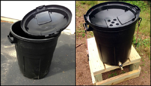 rain barrel, garbage can