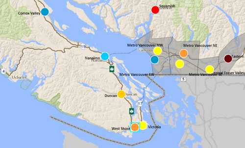 air quality health index, vancouver island, aug 20