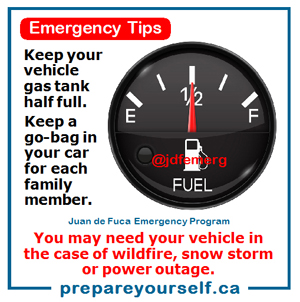 Keep your vehicle gas tank at least half full.