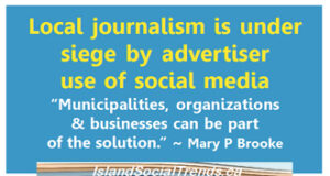 Municipalities & businesses can help save journalism by shifting ads from social media local media, under siege, wordmark, mpb