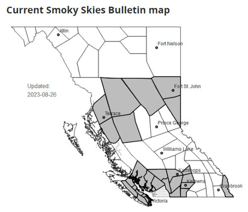 smoky skies, BC, august 26, 2023