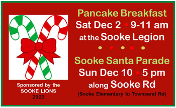 sooke pancake breakfast, parade, xmas 2023