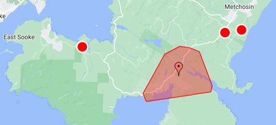 east sooke, metchosin, power outage, map