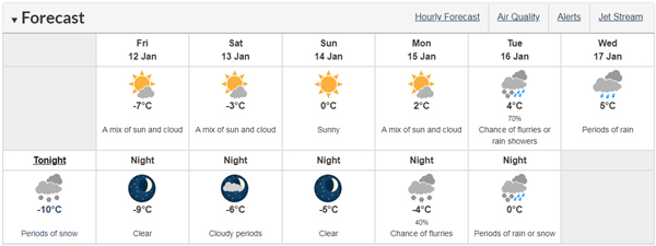 environment canada, forecast, snow, wind chill