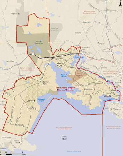 esquimalt, colwood, boundary map, elections bc