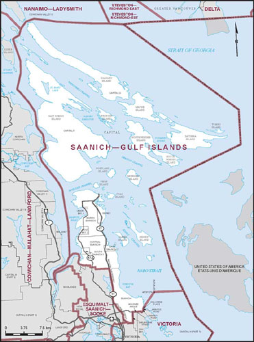 saanich gulf islands, federal, map