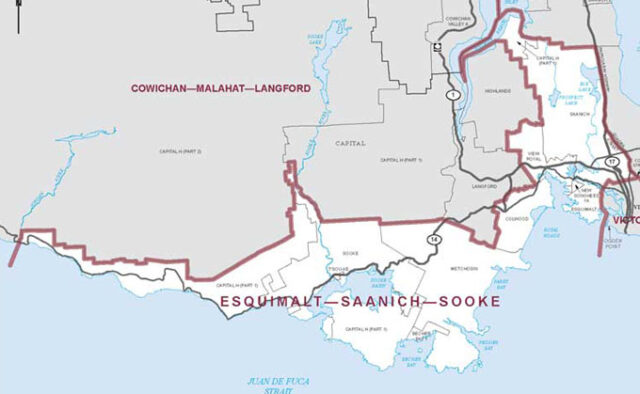 esquimalt saanich sooke, map, federal