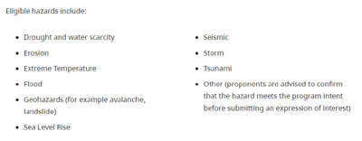 eligible hazards, disaster funding