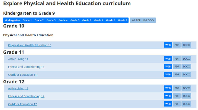 bc, physical education, health education