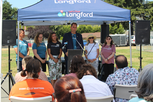 mayor, langford, tent, speech, fun day