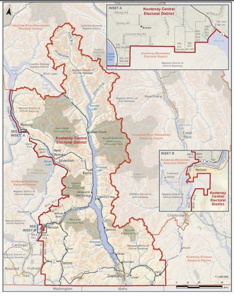 kootenay central, election bc, map