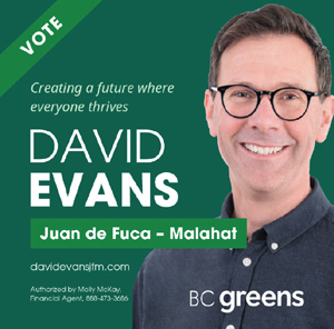 David Evans, candidate, BC Green, Juan de Fuca-Malahat