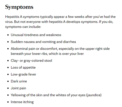 symptoms, hepatitis A