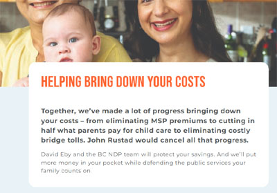 BC NDP, action plan, campaign, bring down costs