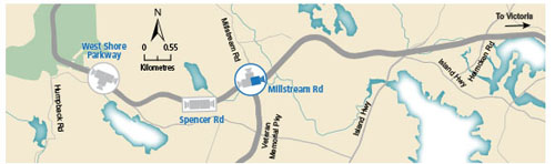 highway 1, millstream overpass, map