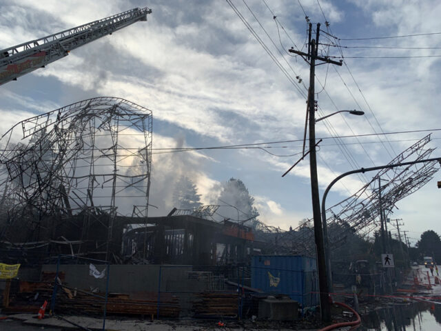 damage after fire, saanich, condo building