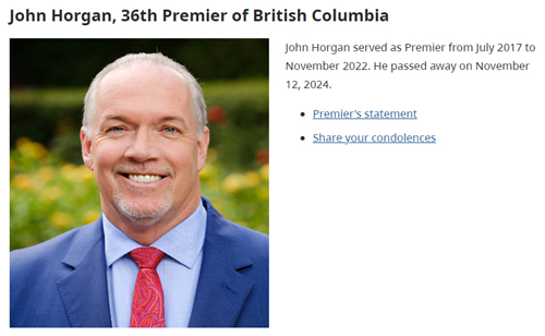 john horgan, book of condolences