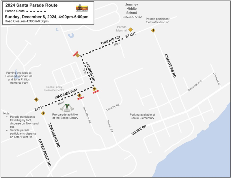 parade route, sooke santa parade, wadams way