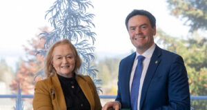 Island Social Trends editor & publisher Mary P Brooke receives coronation medal Mary P Brooke, Alistair MacGregor, Coronation Medal