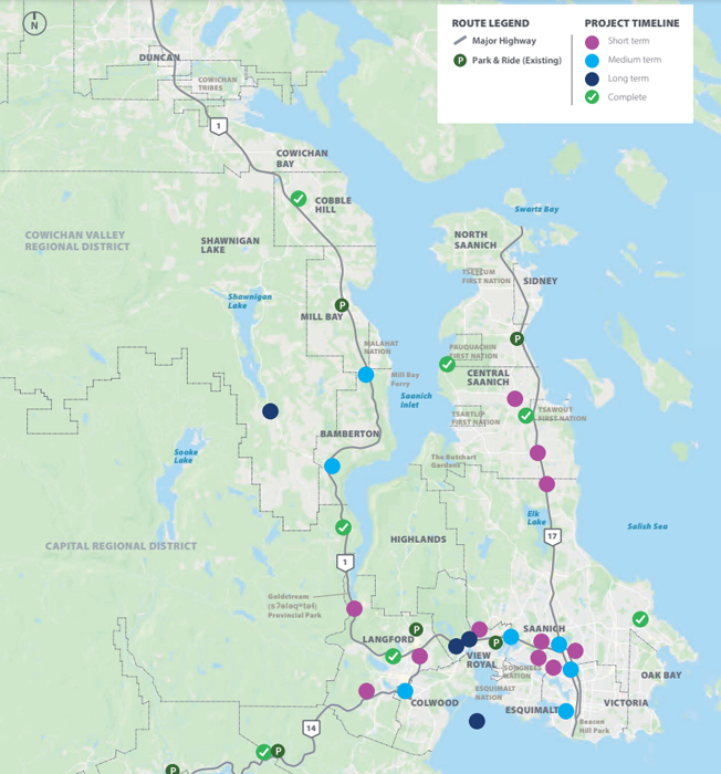 south island transportation strategy, map