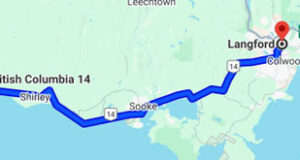 Evacuation routes for Sooke residents highway 14, map