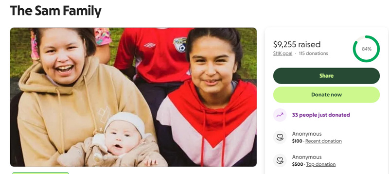 GoFundMe, Admirals Road, Bernice Sam