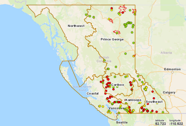 bc wildfire map, Sept 8, 2025
